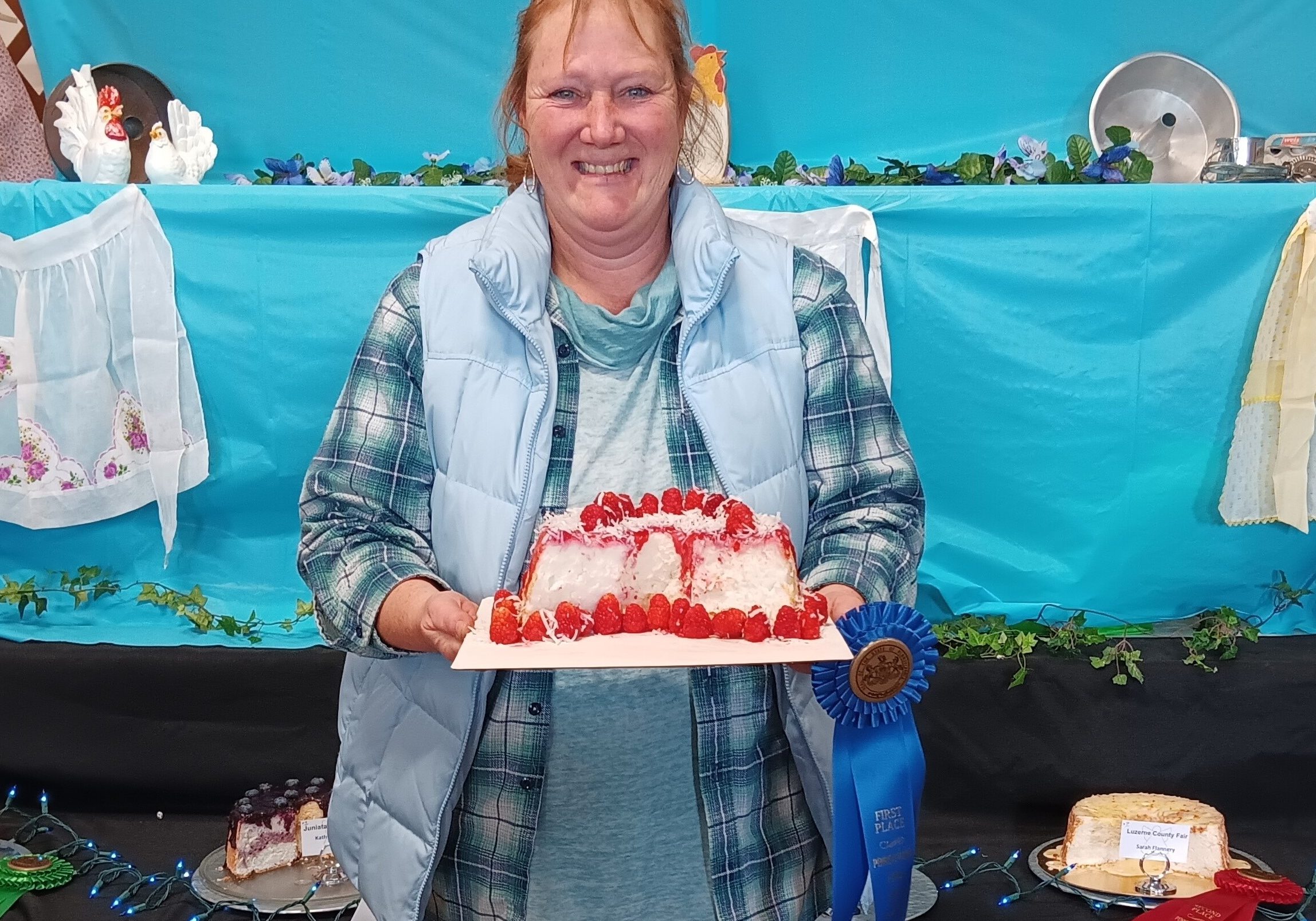Nikki Bechdel of Mackeyville won top honors at the Clinton County Fair in last year’s Incredible Angel Food Cake Contest with her raspberry coconut angel food cake, then went on to win a blue ribbon at the state level, at the PA Farm Show in Harrisburg!